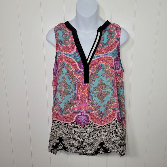 Anthropologie Vanessa Virginia Silk Top Womens Size Medium Sleeveless Boho Artsy - Picture 1 of 11